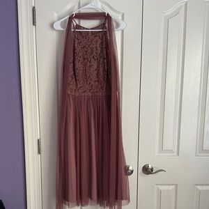 BHLDN Mauve Lace Halter Dress